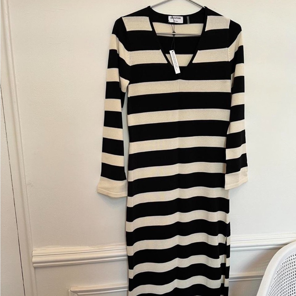 LNA Black & white striped long dress #stripeddress